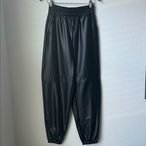 Faux Leather Black Joggers